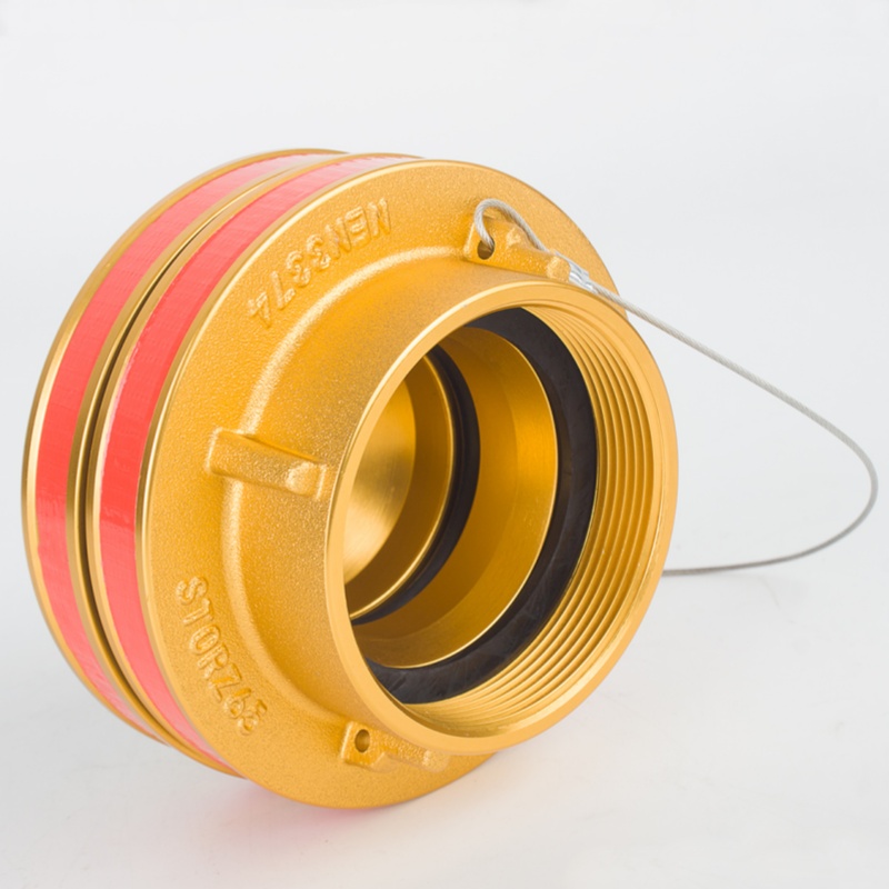 德式水消防接口（含闷盖）K81-G2 1/2'F +盖子AL铝镀铜，表面阳极氧化处理